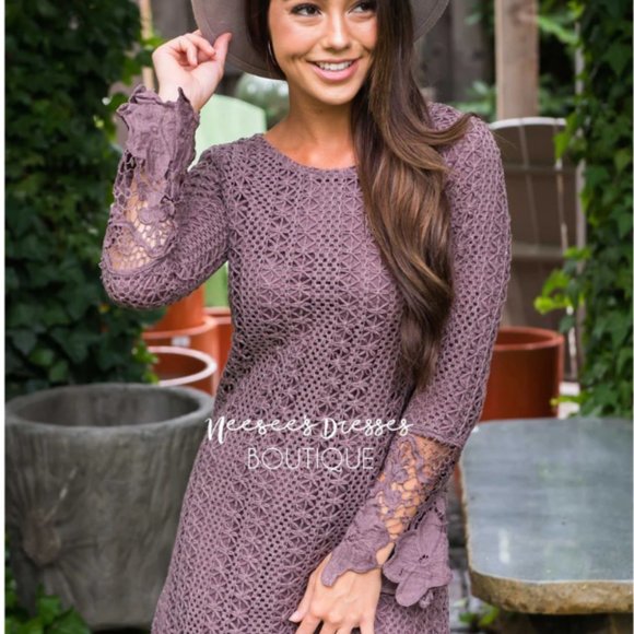 Neesee's Dreeses Purple Lace Midi Dress - Picture 3 of 5